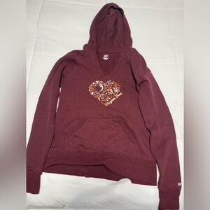 Soffe Maroon Hoodie with Heart Pattern